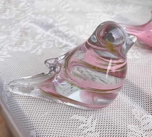 DECRZPB Figurine en Verre Oiseau Rose Presse-Papier en Cristal soufflé à la Main glaçage Art pour Ornements de Table décoration de Maison
