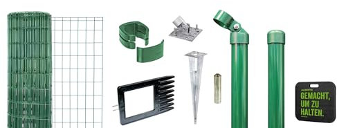 Alberts 695712 Fix-Clip Pro als Zaun-Komplettset, mit Einschlagbodenhülse und Kniekissen | verschiedene Längen und Höhen - wahlweise in verschiedenen Farben | grün | Höhe 122 cm | Länge 25 m
