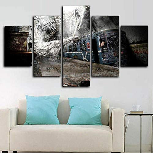 5-Teiliges Leinwandbild, Verlassener U-Bahn-Zug Poster, Gemälde Auf Leinwand, Wandkunst Für Zuhause, Wanddekoration, 100 X 50 Cm Schlafzimmerbürohotelwandkunstfoto -0O6P+M0B5-