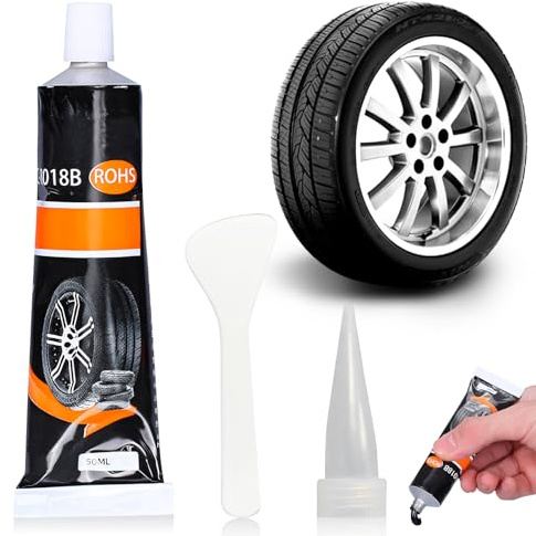 Recitem Reifenkleber, 2 Komponenten Kleber für Felgen Reparaturset, Reifen Gummi Kleber, Autoreifen Reparaturset, Gummikleber Schwarz, Reifendichtmittel Auto und Fahrrad Reifendicht