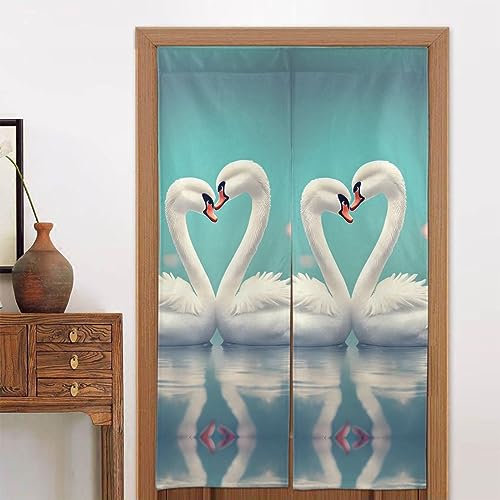 yefan The Swan In Love Verdunkelungsvorhänge, Raumteiler-Vorhänge & Küchenvorhänge, 86 x 143 cm, 2 Türvorhänge