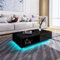 Coffee Table with Storage Centre Table 1 Open Unit 1 Drawer High Gloss LED Rectangle Tea Table Side Table End Table for Living Room Home Office Furniture (Black with 2.5m LED)