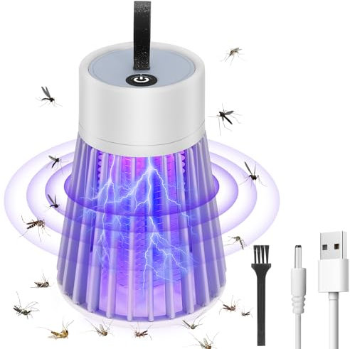 Lampada Antizanzare Elettrica, Mini Zanzariera Elettrica Silenziosa, USB Ricaricabile Antizanzare con 1 Spazzola per la Pulizia, Portatile e Compatto, Non Tossico ed Ecologico per Interno e Estern