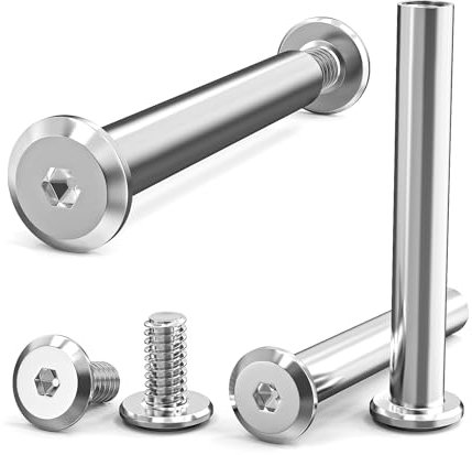 ORTAVA 10 Stück Verbindungsschrauben M4 x 35 mm (10 x Möbelschrauben, 10 x Hülsenschrauben), Edelstahl A2 V2A Schrankverbinder, Möbelverbinder, Schränken, Holzbrettern