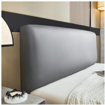 CZADMXP Bett Kopfteil Überzug Stretch Leder Kopfteilbezug Für Bett, Schutzhülle Bettkopfteil Schonbezug für Schlafzimmer Dekoration (Grau,200cm)