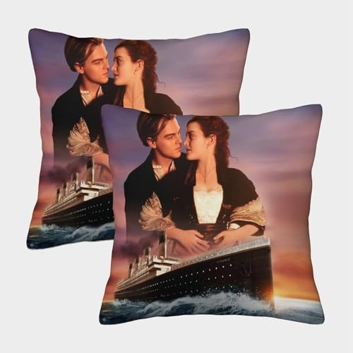 MJCZEGDCR 3D Kopfkissenbezug Titanic 2er Set Kissenbezüge Dekorative Weiche Komfort Für Couch Sofa Schlafzimmer Bett Auto 40x40cm