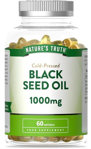Black Seed Oil 1000mg | 60 Softgels | Cold Pressed Supplement with Omega 6 & 9 | by Nature's Truth