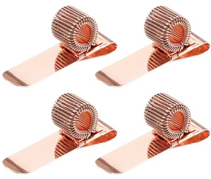 PATIKIL 4 Stück Stifthalter Clips für Notizbuch Klemmbrett Roségold | Metall Stiftclip Halter Verstellbare Schleife Stift Bleistift Organizer, mit horizontaler einzelner Feder Schleife