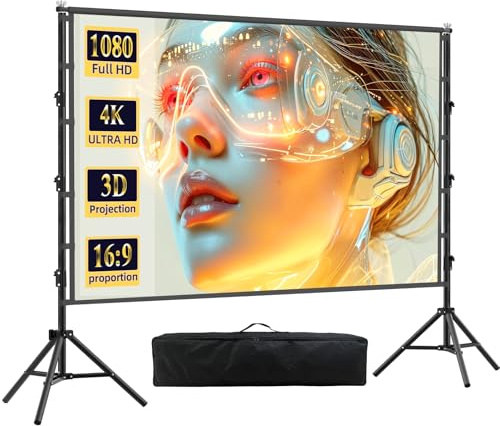 Beamer Leinwand mit Stativ,DUYIKJ 120 Zoll Tragbare Projektor Leinwand Beamer Outdoor Kino,160 Grad 16:9 HD Rear Front Projektion,Ideal für Heimkino, innen/außen Filme
