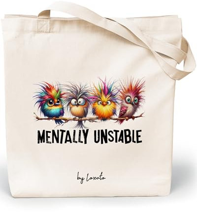 Loxato Jutebeutel Bedruckt Sprüche Lustig - Stoffbeutel mit Witzigem Design - Baumwolltasche mit Langen Henkeln - Einkaufsbeutel Nachhaltig - Shopper Canvas Tasche 35x42x8cm