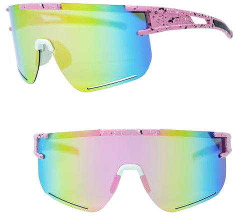 XSYKJGS Schnelle Brille Rosa, Hellrosa Fahrradbrille, Sonnenbrille Herren Damen UV400 Schutz Polarisierte Sonnenbrille für das Reiten, Skifahren und Angeln im Fallschirmspringen