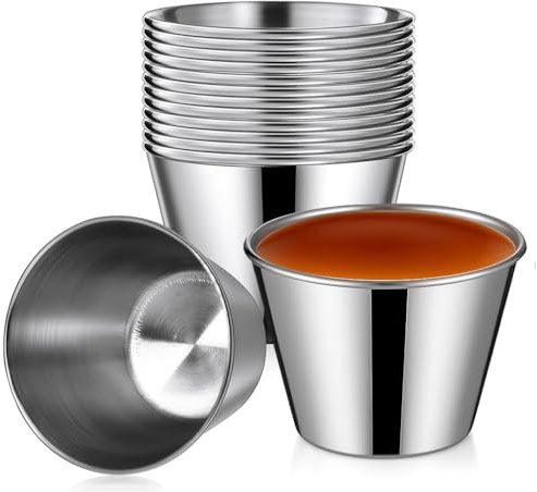 Juego de 12 Flaneras Individuales de Acero Inoxidable, Moldes para Flan Antiadherente Resistente y Duradero, Ideal para Flan, Postres, Salsa, Repostería y Cocción al Baño María, Ø8cm