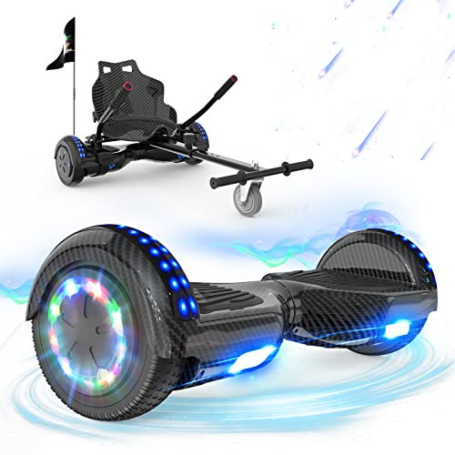 RCB Hoverboards mit Sitz Hoverkart komplett für Kinder, Skateboard mit Set, Hoverboards mit LED Lichtern und Bluetooth, Geschenk für Kinder