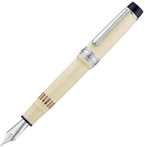 Wikult Yongsheng Junlai 930 Piston Fountain Pen, Ivory White Size 9 Medium Nib, Fence Ink Tank Flat Top Design with Pope Memorial Engraving Limited Edition (Silver Trim)