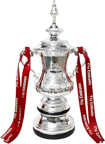 Ouhonix Champions League Style Football Trophy – FA Cup & England Football Championship Resin Collectible with Ribbon, England Soccer Fan Memorabilia for Display Cabinet or Desk Decor (32cm)