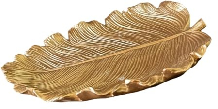 YsXoWiui Bandeja de Jabón Dorada con Forma de Hoja para Joyas, Collares, Llaves Y