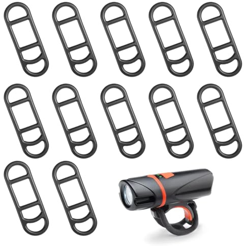 Exircy 12 Stück Fahrrad Silikonband Taschenlampe Gummiband Halterung Rücklicht Gummi Fahrradlicht Gummi Silikon Lenker Halter Geeignet für Fahrradlichter, LED-Leuchten, Taschenlampen usw