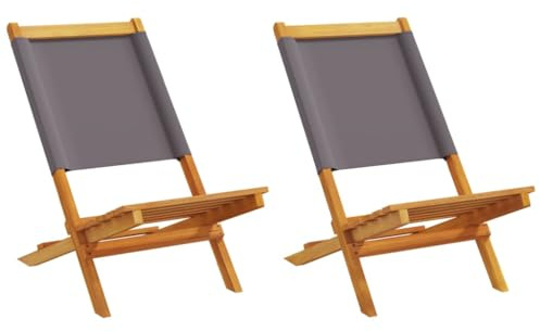 Homvdxl 2er Set Klappstuhl Outdoor Stuhl Holz Gartenstuhl Strandstuhl für Terrasse, Terrasse, Balkon, Stofflehne - Anthrazit