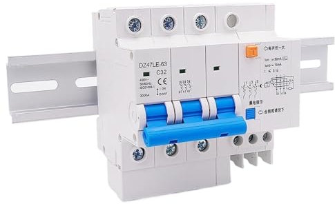 Disjoncteur différentiel triphasé DZ47LE-63 3P 16-63A 400V, protection contre les surcharges, qualité industrielle(50A)