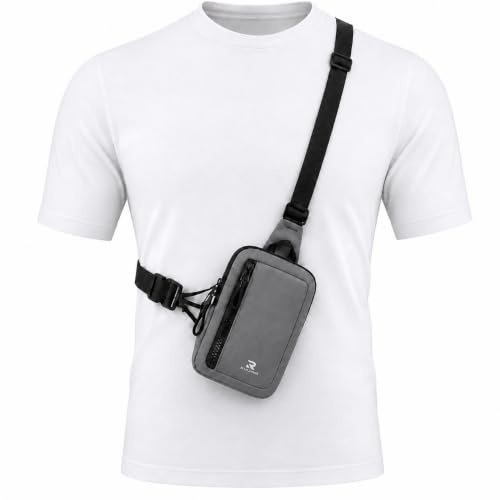 Ruijng Wasserdichte Brusttasche Umhängetasche für Damen und Herren | Leichte Crossbody Tasche mit 2 Fächern und verstellbarem Gurt für Joggen, Wandern, Fitness und Outdoor-Aktivitäten