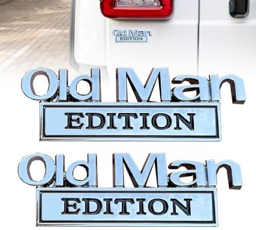 Old Man Edition Emblem, 2025 Neue Autoaufkleber Für Männer, 2PCS 3D Aufkleber Auto, 3D-Metall-Aufkleber, Lustige Edition Stoßstangenaufkleber Für Auto, LKW, SUV, Heckklappe (Silver-Black)