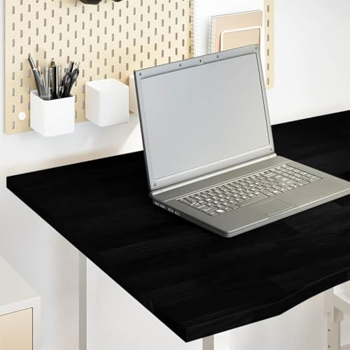 QUAHEAS Schreibtischplatte Dunkelbraun 100x80x2,5 cm, Massivholz Eiche, rechteckige Tischplatte für Schreibtisch, langlebig