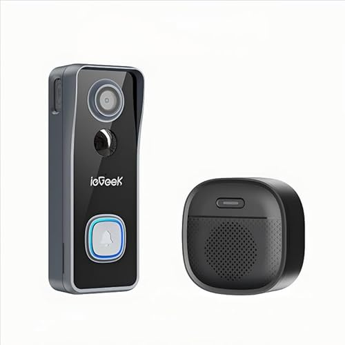 ieGeek 5MP 2.5K Wireless Video Doorbell with Chime, No Subscription - 166° Wide Angle, 2-Way Audio & Voice Changer, PIR Motion Detection, Alexa Compatible, Works with 2.4GHz WiFi
