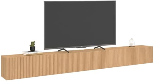 IDMarket - TV-Möbel 270 cm, hängend, Juliette, 3 Türen, Holzleisten, eichenfarbig
