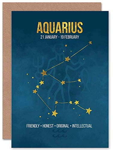 Wee Blue Coo BIRTHDAY CARD - ZODIAC STAR SIGN ASTROLOGY BLUE AQUARIUS
