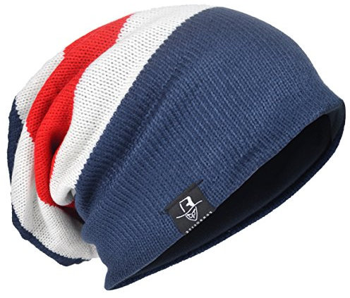 Herren Strickmütze Slouch Baggy Skullcap Vintage Wintermütze B5001 (308-Rot)