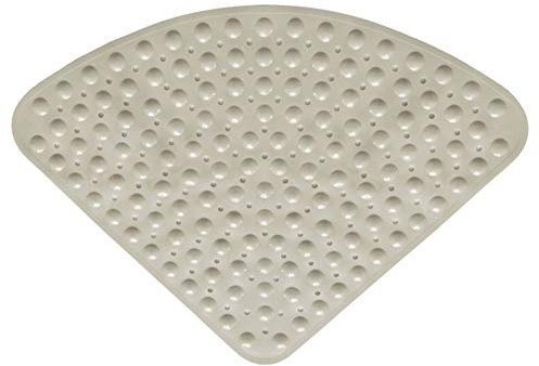 Ommda Badewanneneinlage mit Saugnäpfen Duschvorleger rutschfeste Duschmatte Sektortyp Naturkautschuk 0.7cm,Beige,65x65cm