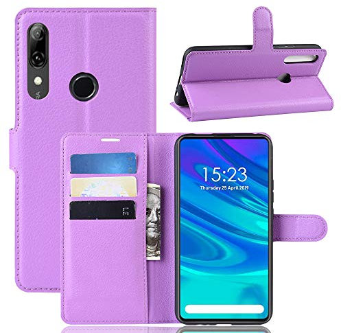 Fertuo Funda Huawei P Smart Z/Honor 9X, Carcasa Libro con Tapa de Cuero Piel Wallet Case Flip Cover con Kickstand, Hebilla Magnetica, Ranuras para Tarjetas para Huawei P Smart Z/Honor 9X, Púrpura