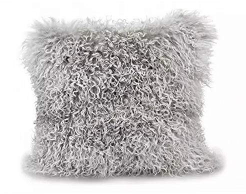 Luxuriöse tibetische Lammfell-Kissenbezüge Dekorative Kissenbezüge für Couch, Sofa, Wohnzimmer (grau, 50,8 x 50,8 cm)
