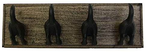 Lulu Decor, Hundehaken aus Gusseisen, 4 Haken auf Holz