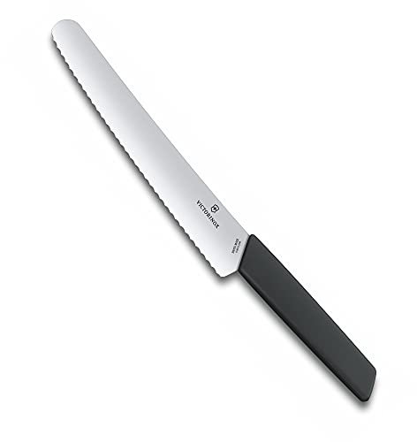 Victorinox Swiss Modern Bread and pastry knife, Wavy edge, Extra Sharp, Stainless Steel, Blade, 22 cm, Black, Dishwasher Safe