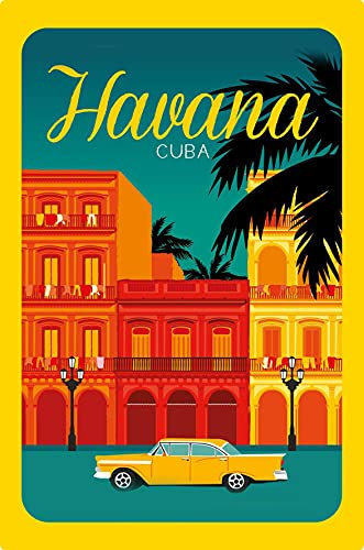 Blechschild 20x30cm gewölbt Havana Cuba Kuba Deko Geschenk Schild