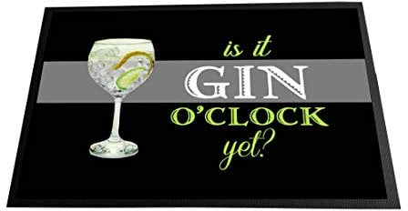 Artylicious Fußmatte mit Aufschrift Gin O Clock, 60 x 40 cm, rutschfeste Unterseite