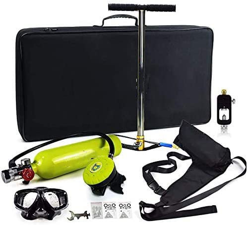 Réservoir de plongée de plongée sous-marine portable, bouteille à bouteille d'oxygène de 1 litre, 20 minutes, capacité respirateur de plongée, kit d'équipement de plongée pour plongée en apnée, vert
