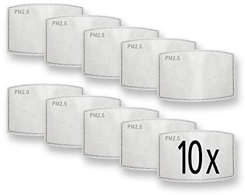 LUFTTY Behelfs Mundschutz, Mund und Nasenschutz mit Filter | Community Maske | Gesichtsmaske waschbar mit verstellbaren Ohrschlaufen | Innen Baumwolle, außen Polyester (XFilter - 10er Pack)