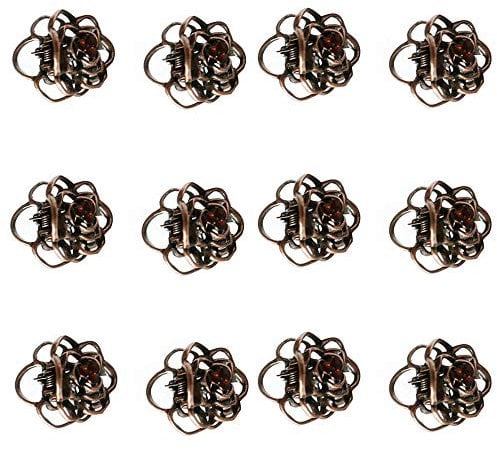 12 Pcs Mini Hair Jaw Clip Vintage Alloy Mini Hollow Rose Flower Claw Clips No-Slip Hair Claw Small Bang Clip for Girl Women Hair DIY Accessory