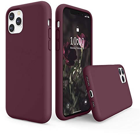 SURPHY Liquid Silicone Case Compatible with iPhone 11 Pro Max Case, Soft Rubber with Microfiber Cloth Lining Full Body Design Shockproof Case for iPhone 11 Pro Max 6.5, Plum
