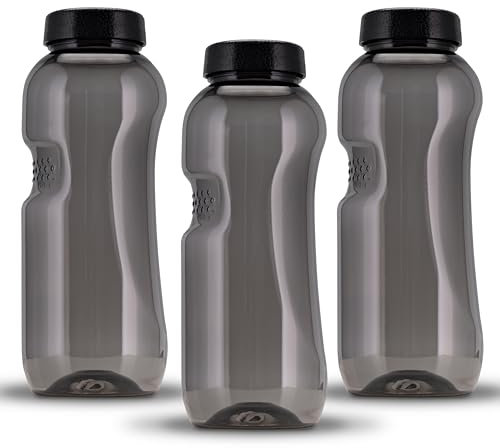 Kavodrink 3 x Tritan Trinkflasche 0,5L Wasserflasche schwarz Sportflasche BPA frei Flasche 500ml