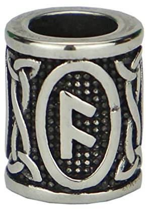 Gold77 EDELSTAHL Wikinger Runen Beads Bartperlen Dreadlocks - 6mm - Großlochperle Viking Nordisch Futhark Alphabet 24 verschiedene Buchstaben, Runen:Isa - i