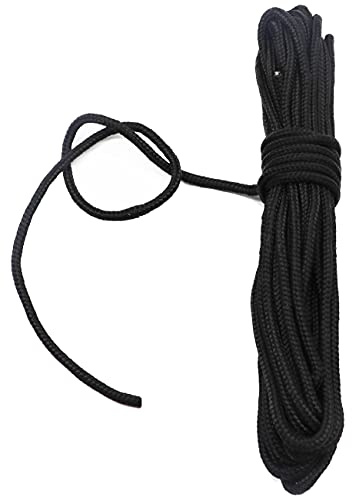 Fuwok 2/3/4/6/8/10 mm 20 m Cordon en nylon satiné Cordon en soie tout usage Corde torsadée durable Noir 2 mm