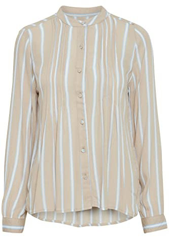 ICHI Damen IHMARRAKECH AOP SH3 Bluse, 151308/Doeskin, S