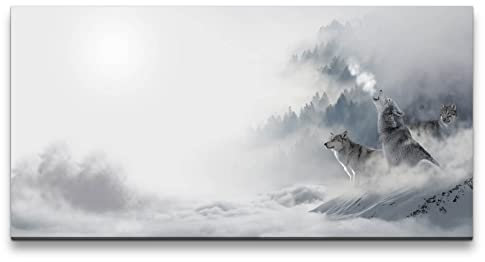 Paul Sinus Leinwandbild 120x60cm Wölfe Wolfsrudel Rudel Wild Wildnis Kunstvoll Mystisch
