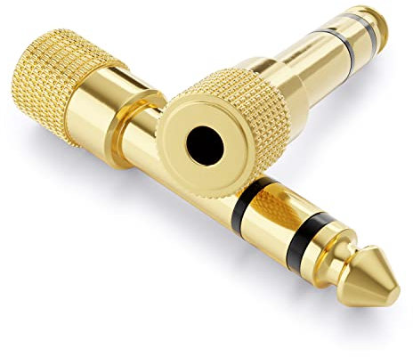 deleyCON Adaptateur Jack [2 Pièces] 6,35mm vers 3,5mm - Coupleur Audio Stéréo Adaptateur Jack - pour Casque Guitare Hi-FI Récepteur Amplificateur Home Cinéma Table de Mixage Clavier TRS