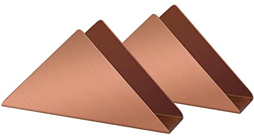 Confezione da 2 portatovaglioli in acciaio inox oro rosa, minimalista triangolare in metallo, organizer per tovaglioli da cocktail.