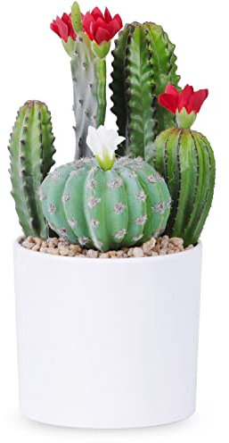 HONHDONZJP Künstlicher Kaktus, künstliche Blütenkaktus, künstliche Sukkulenten, Topfpflanze, 20 cm, für Schreibtisch, Zuhause, Büro, Dekoration, 1 Stück