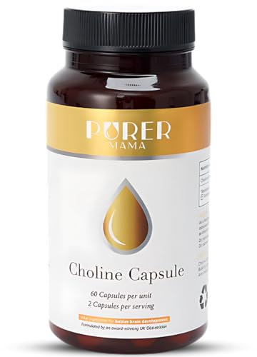 Purer Mama Choline Bitartrate 550mg – 60 Capsules | Cognitive Function, Brain Health & Cellular Support | Supplement for Adults and Pregnant & Breastfeeding Mothers